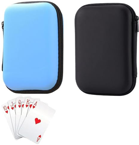 ARROMI 2 Stück Spielkarten Etui, Box und Aufbewahrungstasche - Schützt Karten, Leicht Zu Tragen, Geschenk für Jungen oder Mädchen (Schwarz Blau)