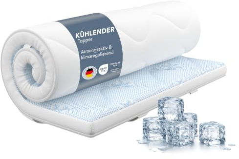 XDREAM Madrasstopp med kyleffekt | andas med kall skumkärna för madrasser upp till 30 cm | Madrassbäddmadrass mot svett | tvättbar 40 grader | lämplig för allergiker | 6 cm hög | 160 x 200 cm