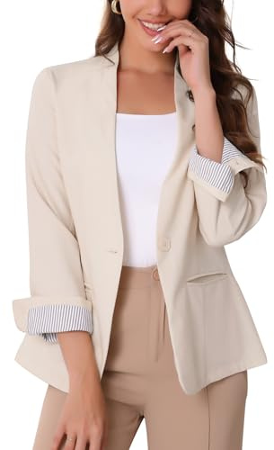 Allegra K Women Casual Lightweight Linen Long Sleeve Blazer | Breathable cotton lining. Side pockets. Office, meeting, dating, coffee shop, dinner, weekend, travel