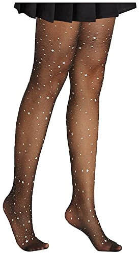 Collants pour Femme Fins Sexy Collants Taille Haute Collant Noir Collant Gainant Collant Transparent Femme Collant Grande Taille Élastique Confortable Et Respirant avec Paillettes étoiles1