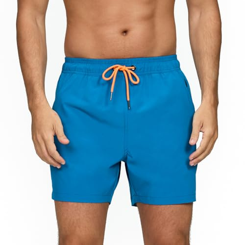 Vorvowry Baddräkt för män, snabbtorkande, sommartryck, shorts, strand- och badshorts med dragkedja och ventilerande nätfoder