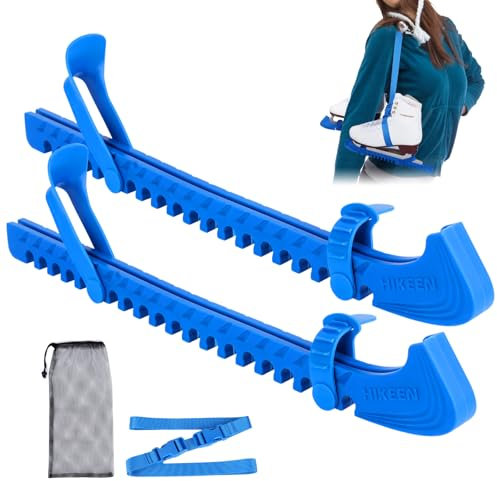 BOOSTEADY Schlittschuhschutz Verstellbarer Spatenschutz Kufenschoner für Eishockeyschlittschuhe 1 Paar Schlittschuh Schutzhüllen, Blau