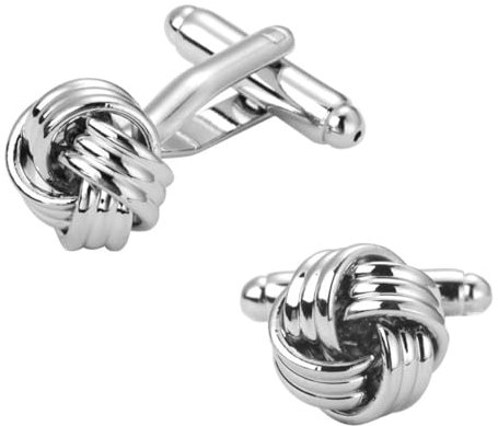 UEIOAVL Manschettenknöpfe für Herren, Herren-Manschettenknöpfe mit Knotendrehung geeignet für Anzug Hemden Hochzeit Abschlussball Urlaub Jahrestag Geschäftsabschluss Geschenk (Silber)