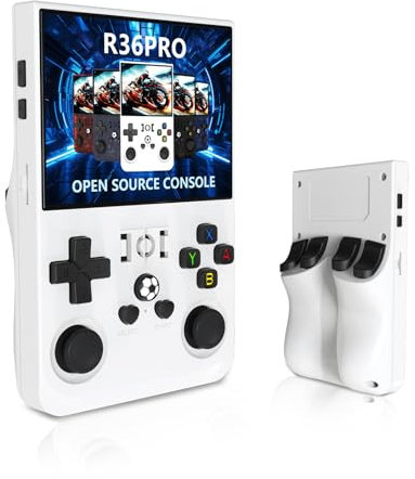 Console de Jeu Portable IPS 3,5 Pouces, Console de Jeu Portable R36PRO Open Source Double Système, Console de Jeu Rétro 18 000 Jeux avec Carte Mémoire (128GB)