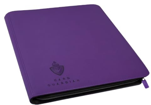Card Guardian 12 Pocket Card Binder with Zipper – Premium Trading Card Binder Holds 480 Cards – Side-Loading TCG Binder for MTG, Lorcana, Match Attax, One Piece & More (Purple)