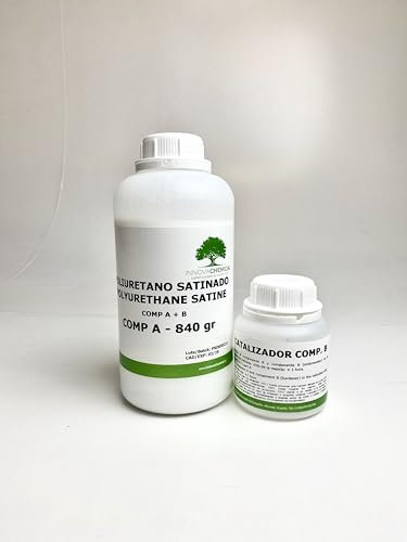 Barniz Poliuretano Satinado de 2 Componentes, Base Agua - Polyurethane Satine Comp A + B (Transparente, 1 Kg)