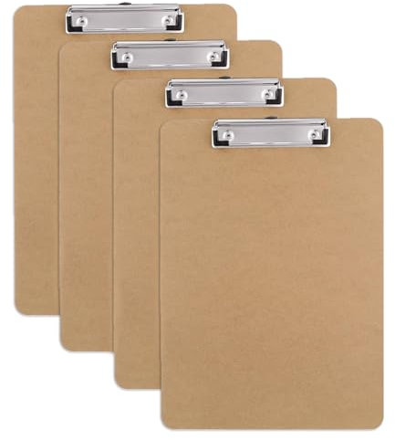 Neuytiky 4 Pièces Porte-bloc en panneau de fibres rigide, porte-blocs A4,Clipboard Planchettes à Pince Avec Clip et Trou de Suspension,Porte-Formulaires Pour Bureau, Salle de Classe, le Restaurant