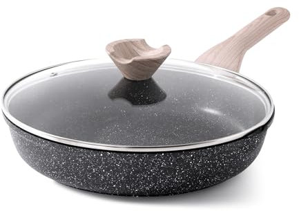 Kordisen Non Stick Frying Pan with Lid, 32 cm Granite Induction Skillet Nonstick, Healthy and Non-Toxic, PFOA Free