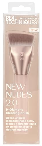 Real Techniques New Nudes H-Diamond Blending Brush, Foundation, Contour & Blush Makeup Brush for Seamless Liquid or Cream Coverage, Diamond-Shaped Head, Cruelty-Free, 1 Count