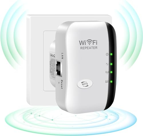 Amplificatore WiFi, ripetitore WLAN 300 Mbit/s, 2,4 GHz, Amplificatore WiFi con modalità ripetitore/Ap e funzione WPS, Amplificatore Internet fino a 3650 piedi quadrati e 35 dispositivi (bianco)