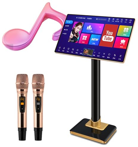 DHMYYXGS Nouvelle Machine Karaoké,Machine Karaoké Chinoise,Lecteur Karaoké 24,9 Pouces avec Microphone sans Fil à Réverbération,Téléchargement Gratuit Chansons dans Le Cloud 4T