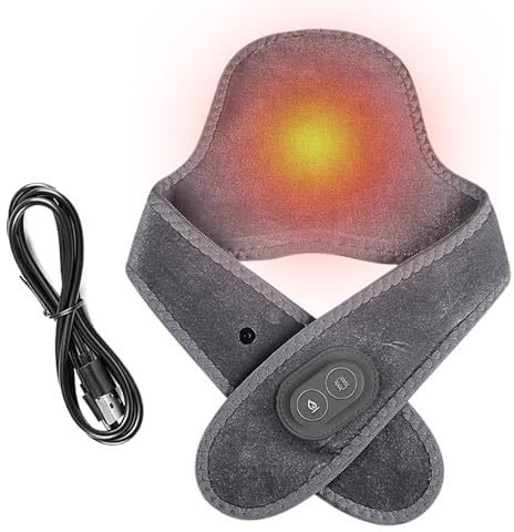 Coussin Chauffant Pour Le Cou | Massageur Rechargeable 3 Températures - Réchauffeur De Cou Électrique | Pour Soulagement Inconfort Douleurs Musculaires Raideur Hommes Séniors Bureau Maison