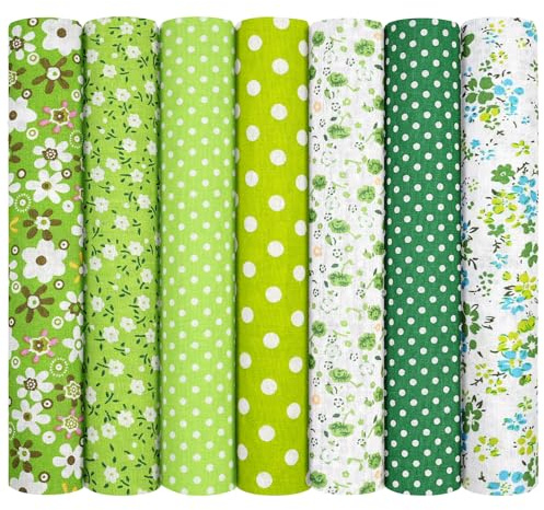 AOOSA 7 pezzi Quadratini di Stoffa 50cm x 50cm, 100% Patchwork Cotone Tessuto, Tessuti Motivi Stampati Stoffe, Quadrati Pretagliati Floreali per Cucito Creativo, Artigianali, Decorazioni Fai da Te
