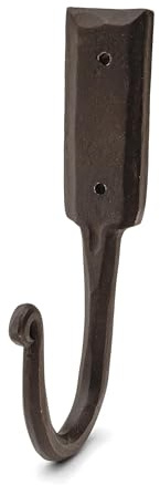 Kings County Tools Heavy Duty Coat Hook - Large 6.5” Single Hand Forged Rustic Iron Handmade Wall Hooks for Hanging Heavy Duty Pots and Pans, Coats, Hats, Towels or Bags (Black)