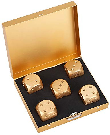 Abdeckbox Würfel, Zwei Farben Zwei Form Kombinationsspiel Würfel Set Mit Aluminiumlegierung Material Für Tischspiel Poker(Square-Golden) Monopoly