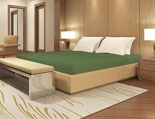 Banzaii Lenzuolo con Angoli Singolo 100% Puro Cotone, Lenzuolo Sotto con Elastico per Materassi con altezza fino a 30 cm, Made in Italy colore Verde