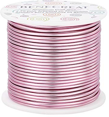 BENECREAT 30m 2mm Aluminium Wire for Beads, Fade-Resistant, Flexible Wire for Sculpting, Jewellery Beads Works Flamingo