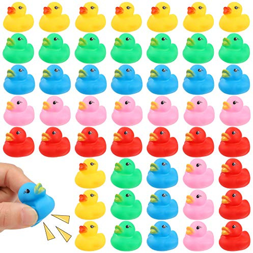 50 Pcs Rubber Ducks Bath Toy, Multicolor Mini Rubber Duck Bulk Float Duck Baby Bath Toy, Shower Birthday Party Christmas Favors Gift (5 Colors)