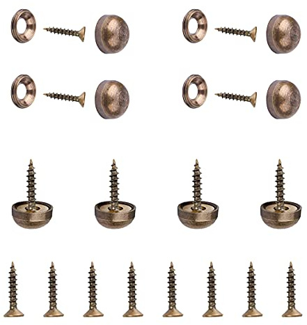INCREWAY Lot de 8 vis décoratives en laiton pour miroir avec dôme et rondelles (9 mm)