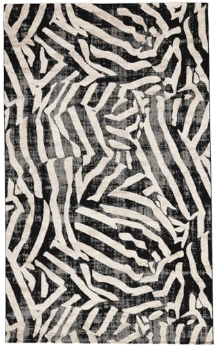 RugVista Nalori, Teppich, Moderne Teppiche, 160 x 230 cm, Rechteckig, Niedriger Stapel, Wohnzimmer, Esszimmer, Schlafzimmer, Nur chemische Reinigung, Oeko_tex_100, Schwarz/Beige