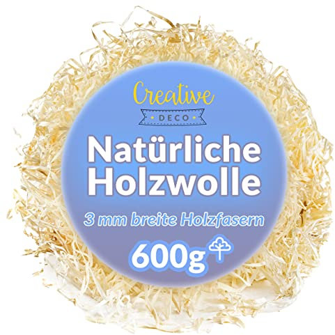 Creative Deco 600 g Paglia per Cesti | Trucioli in Legno | Materiale di Riempimento Scatole Regalo per Festa, Trucioli per Imballaggio per Cesti Regalo | Decorazioni Natalizie