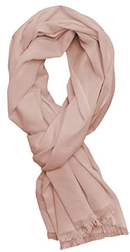 Bovari Schal Damen aus 100% gekämmter Bio-Baumwolle - leicht, atmungsaktiv, dünn - Sommerschal in XL-Größe 180x70 cm (rosa/smoke rose)