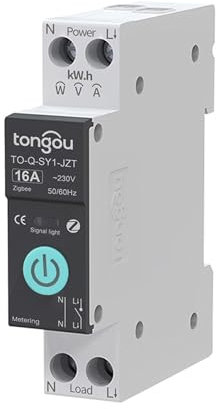 TONGOU Interrupteur Connecté, 16A DIY Commutateur ZigBee Intelligent Compatible avec Alexa, Google Assistant, TUYA/Smart Life APP Contrôle à Distance, avec Mesure, Commande Vocale et Fonction de Temps