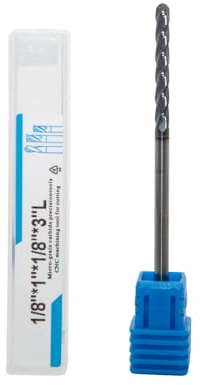 JIANXING 1/8 Extra Long Carbide Ball Nose End Mill for Alloy Steels/Hardened Steels, 3 Overall Length End Mill Bits, 4 Flute HRC 55 Deg AlTiN Coating, CNC Router Bits (1 Piece)