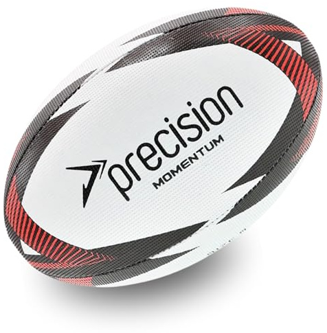 Precision - Palla da rugby Momentum, bianco/nero/rosso, 5