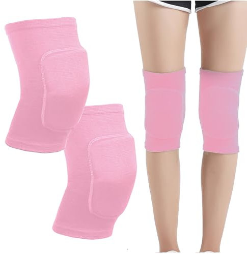 BNPHSIN 1 par de rodilleras elásticas para danza, rodilleras transpirables, protector de rodilla, rodilleras suaves, color rosa, manga transpirable, protección para baile, voleibol, fútbol, yoga,