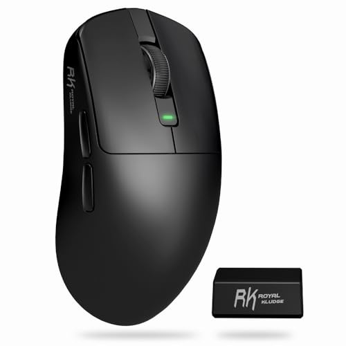 RK ROYAL KLUDGE M3 Mouse Gaming Wireless Ultraleggero 47g, Sensore PAW3950 42000 DPI, Mouse Wireless 8K BT/2.4G/USB, 5 Pulsanti Programmabili, Design Ergonomico, Batteria 650mAh per PC/Console, Nero