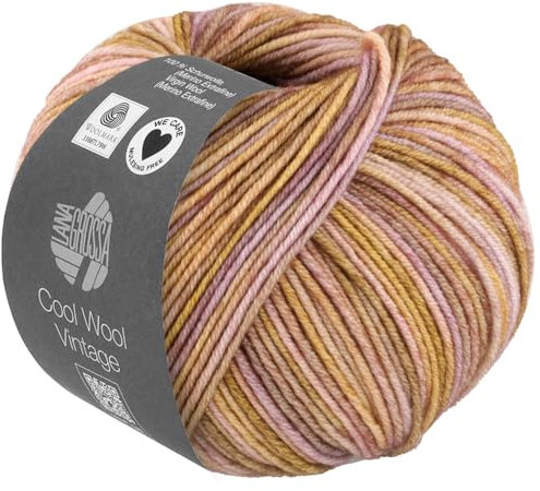 LANA GROSSA Cool Wool Vintage | Merinoklassiker mit Ton-in-Ton Farbeffekt | Handstrickgarn aus 100% Schurwolle (Merino extrafein) | 50g Wolle zum Stricken & Häkeln | 160m Garn FB 7386