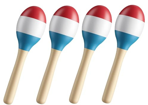 CHUENHEI 4 stycken mini maracas trä, träslagverk maracas för hem, fest föreställningar och underhållning, längd 19 cm, diameter 5,6 cm