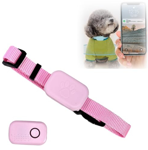 Générique Collier GPS Chat,Collier Traceur GPS pour Chat et Chien,Localisation en Temps Réel sans Abonnement,Compatible iOS/Android,Étanche IP67,Batterie Longue Durée CR2032 (Rose, Petite Taille)