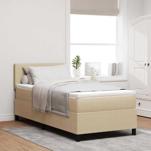 Qnhdfrt Letto a molle con LED beige, design moderno, 100 x 200 cm, materasso medio duro a 5 zone, scarico della pressione, salvaspazio, montaggio a parete, design per camera da letto