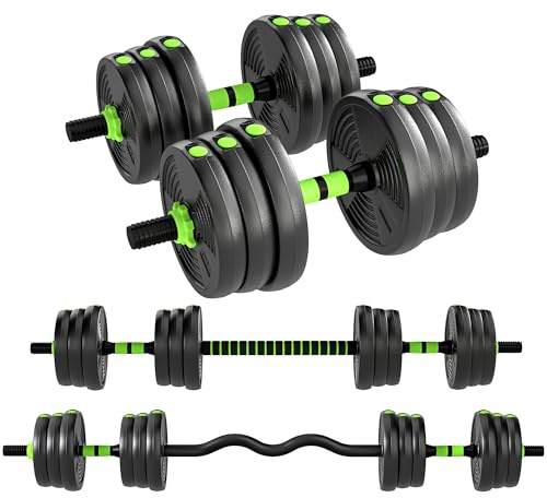 SPORTNOW Set d'haltères 3 en 1 réglables - 25 kg - Haltères courtes - Haltères longues - Dumbbell avec tube de connexion - Kit d'haltères courts pour la musculation, la maison, la salle de sport