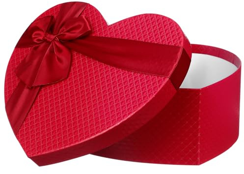 FONDOTIN Scatola Regalo a Forma Di Cuore Rossa in Carta Leggera Per Bomboniere e Contenitore Per Caramelle, Adatta a Negozi e Feste Di Compleanno 230x175x90 Mm
