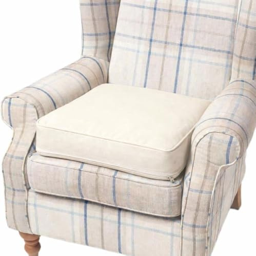 Armchair Booster Cushion Large Memory Foam 50 x 50 cm Seat Pad with Supportive 10cm Thick Lift Water resistant Polyester Cover Cushion for the Elderly, Post-Operative and Pregnency (Cream)