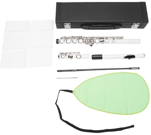 Flauta travesera de cobre blanco para estudiantes 16 llaves con diseño ergonómico y tecla G desplazada - Sonido cálido profesional, duradera y fácil de usar para adultos y