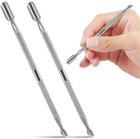 2 PCS Spingi Cuticole Professionale, Cuticle Pusher, Cucchiaio Spingi Cuticole a Due Estremità, Strumento Per Pelle Morta, Acciaio Inossidabile