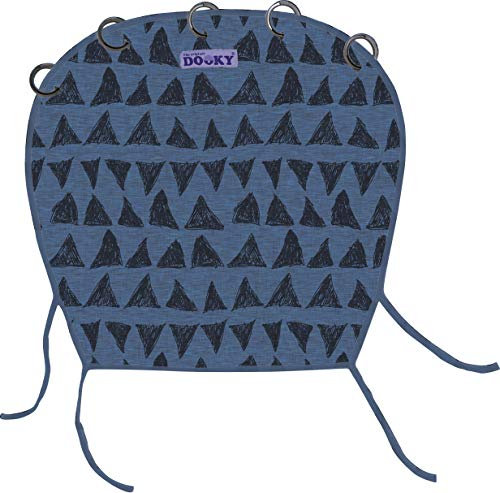 Original Dooky Universal Cover Dark Blue Tribal Sonnenschutz, Wetterschutz, TÜV getestet, universale Passform mit Klettband für Babyschale, Kinderwagen und Buggy, blau