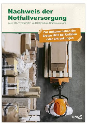 RNKVERLAG 3124 - Nachweis der Notfallversorgung Block, nach DGUV Vorschrift 1 und DSGVO, 50 Blatt, DIN A5, 1 Stück