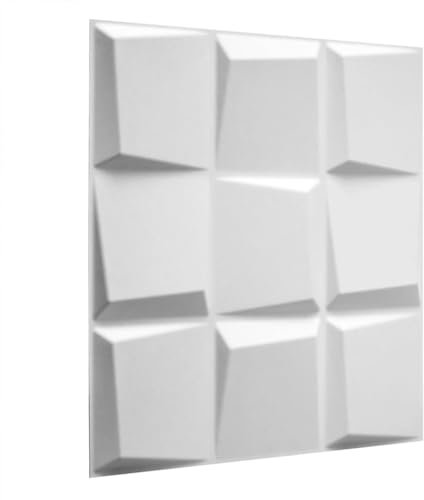 WallArt 3D Wandpaneele Oberon-Design Wandverkleidung Deckenpaneele Deckenverkleidung Paneele Verblender Wandplatte Wanddeko Tapete 6m² Weiß 50x50cm