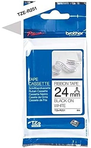 Original Brother textiles Schriftband TZe-R251 schwarz auf weiß - 24 mm breit, 4 m lang (u.a. für Brother P-touch H200, H100LB/R, H105, E100/VP, D200/BW/VP, D210/VP,Cube, Cube Plus)
