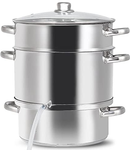 11 Quarti Succo Di Vapore, Acciaio Inossidabile 304 Frutta Verdure Al Vapore Con Coperchio, Tubo Flessibile, Morsetto, Maniglie Ad Anello, Multipot Cucina Pentole Per Fare Succhi, Gelatina, Salse