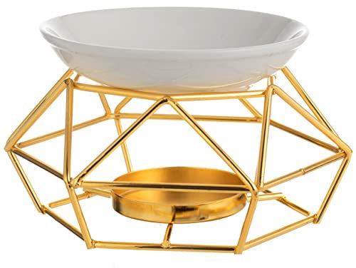 Zweipappel Duftlampe Metall Duftwachs Lampe mit Teelicht Halter (Gold)