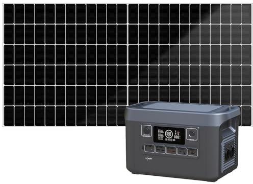 revolt Solaranlage Powerbank: Powerstation & Solar-Generator mit 585-W-Solarpanel, 1.920 Wh, 2.400 W (Solargenerator mit Solarpanel, Powerbank Photovoltaik)