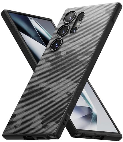 Ringke Onyx Compatible con Funda Samsung Galaxy S24 Ultra, Se Siente Bien en la Mano, Resistente al Aceite y la Suciedad, Cortes Individuales para la Cámara - Camo Black