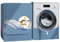 Odot Washer Dustproof Cover Front Load, Washing Machine Dryer Protector Waterproof Sunscreen Tumble Dryer Case Protective Cover for Most Front Loadi (blue feather,XXL (10-12kg))