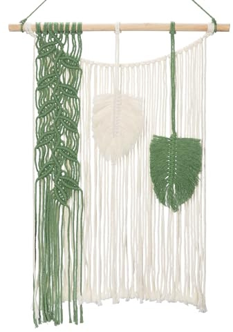 Oairse gobeläng boho dekoration makramé gobeläng blad tofs gobeläng vägghängande gobeläng vägghängande boho väggdekoration handgjord för sovrum barnrum vardagsrum väggdekoration, grön